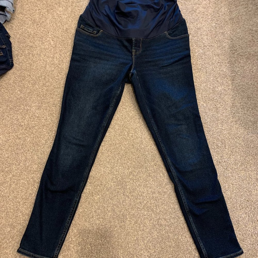 Old Navy Maternity Roll-Over Rockstar 360° Stretch Super Skinny Jeans Size 10